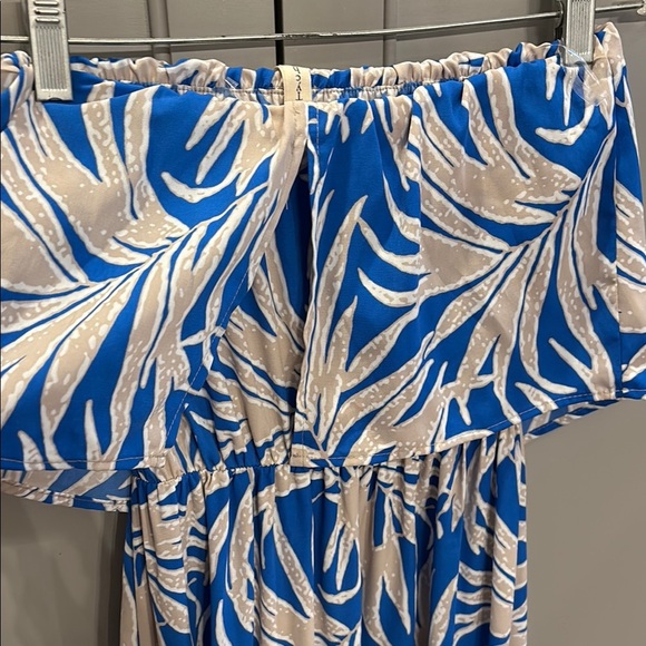 NWT Tychee sleeveless blue/tan maxi dress sz S - Picture 5 of 6